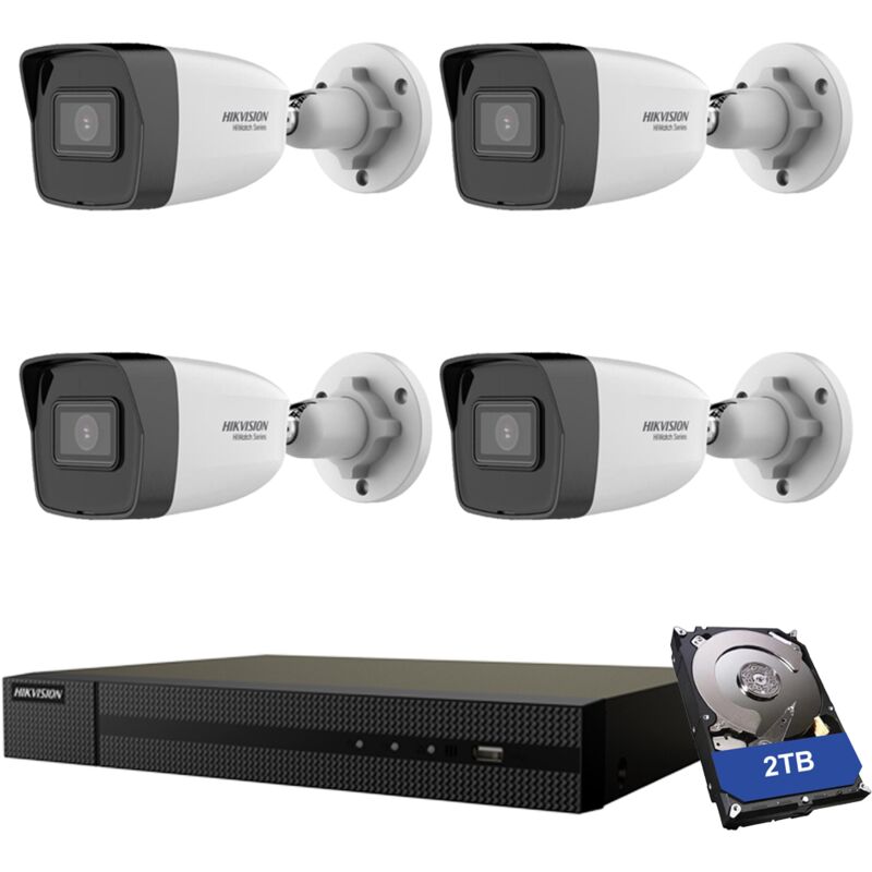 Hikvision - video surveillance kit 4X cameras 2MPX nvr 2TB hiwatch 4 canaux 6 mpx