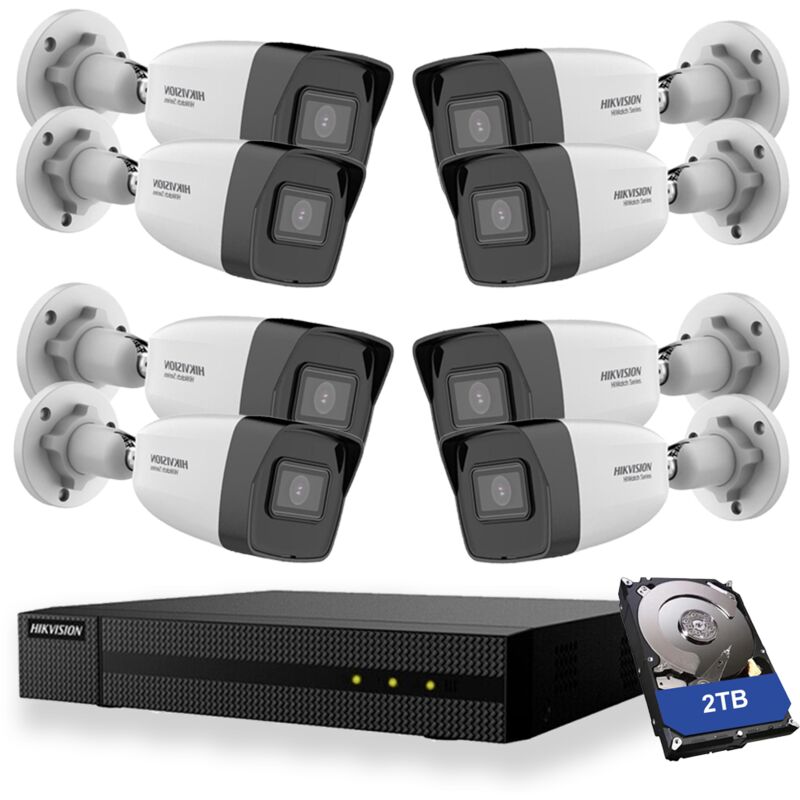 Video surveillance kit 8X cameras 2MPX nvr 2TB hiwatch 4 canaux 4 mpx - Hikvision