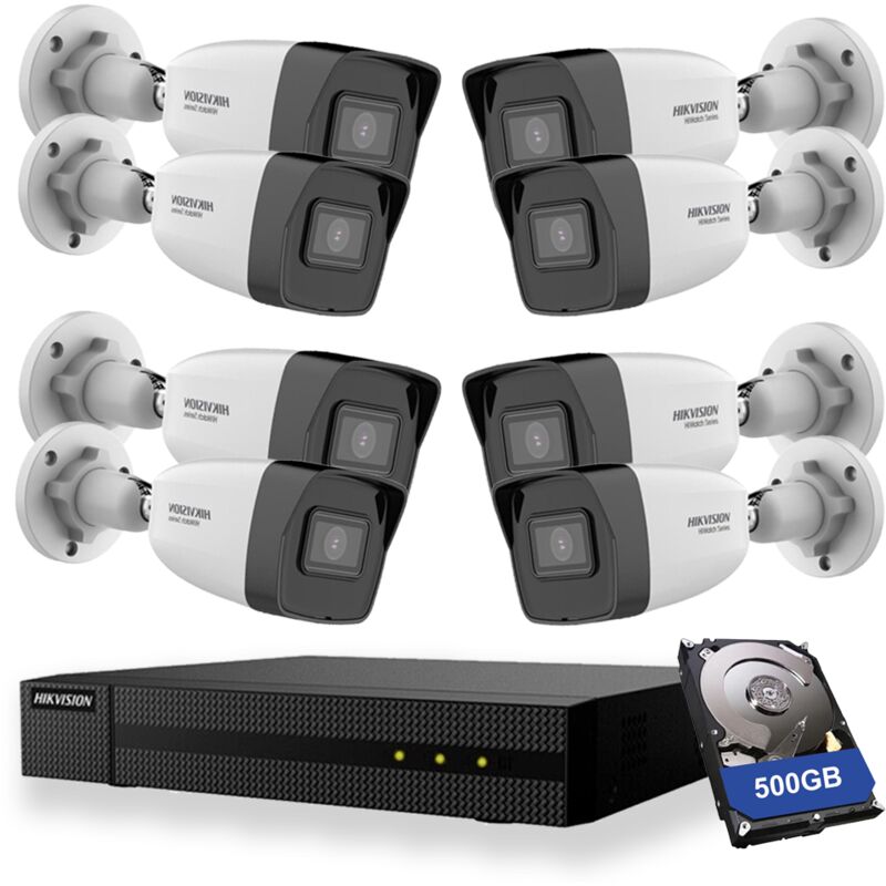 Hikvision - video surveillance kit 8X cameras 2MPX nvr 500GB hiwatch 4 canaux 4 mpx