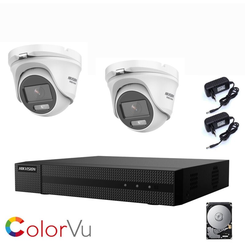 Hikvision - full colour video surveillance kit 2 mpx 2 cameras 2 tb