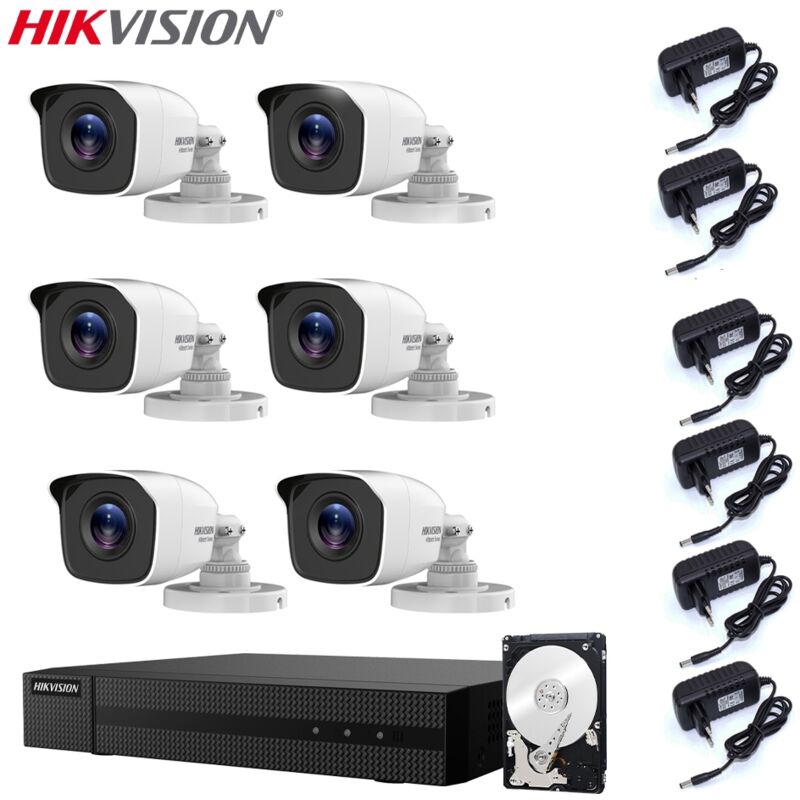 Hikvision - video surveillance kit dvr 8 canaux 6 cameras 4 mpx hd 500 gb