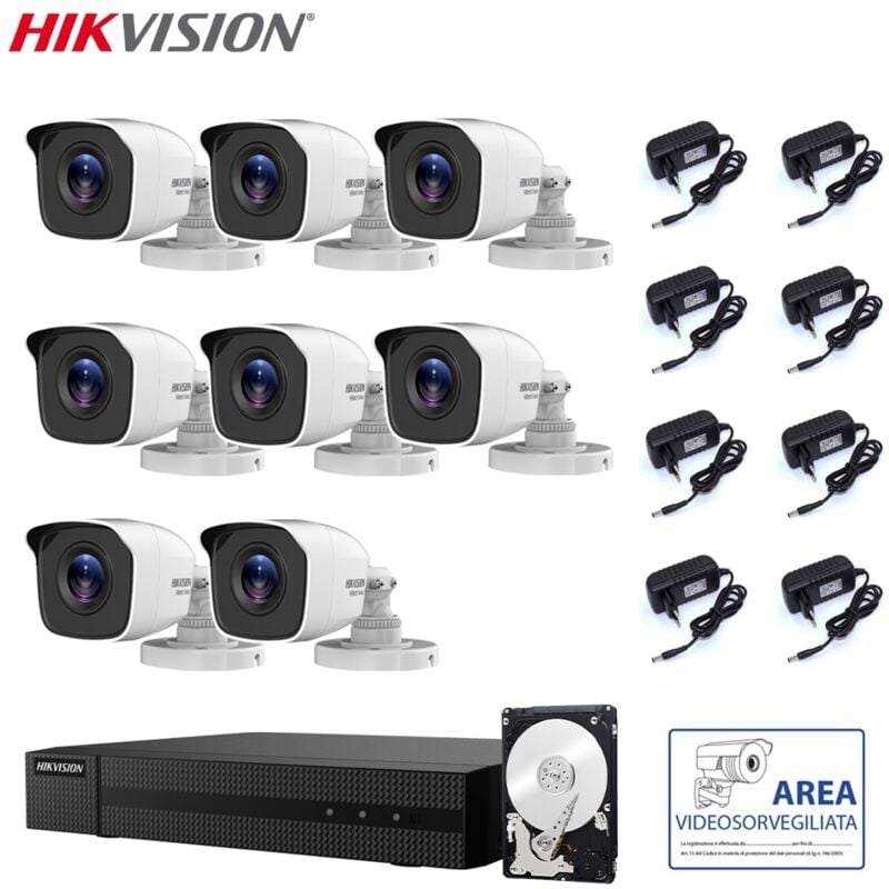 Video surveillance kit dvr 8 canaux 8 cameras 2 mpx hd 500 gb - Hikvision