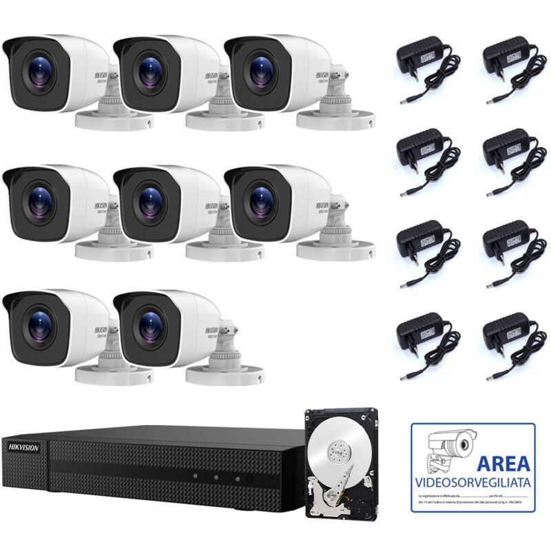 Hikvision - video surveillance kit dvr 8 canaux 8 cameras 4 mpx hd 500 gb