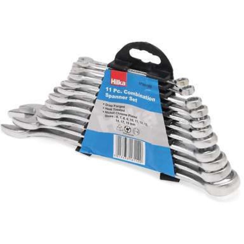 Hilka Spanner Set 11pc Combination Metric Wrench Ring & On Rack 6-19mm 17161102