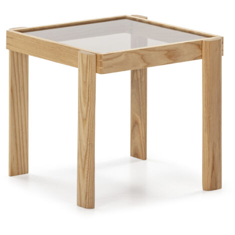 Hilfstabelle 43x41x40 geräuchertes Glas / Naturholzmöbel / Hilfstische für alle Stile, um dem Haus eine Note zu verleihen