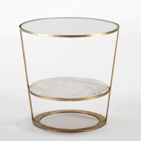 Hilfstabelle 56x56x56 Glas/Weiß Marmor/Goldene Metallmöbel/Hilfstische für alle Stile, um dem Haus eine Note zu verleihen