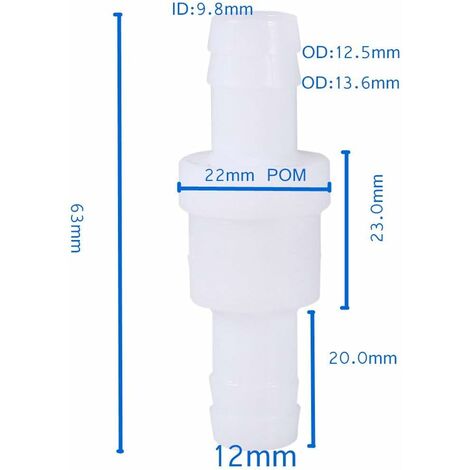 Hilitand Clapet Anti-Retour en Plastique de 8 mm avec Valve Anti