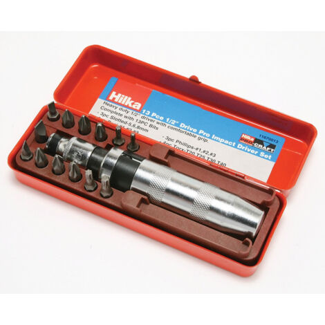 Hilka Impact Driver Screwdriver 1/2"" 13pc Set Slotted Pozi Philips Star 11670013