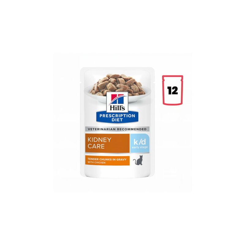 

Hill's Prescription Diet k/d Alimento para Gatos con Salmón - bolsita Pack 12 x Bolsa de 85 gr