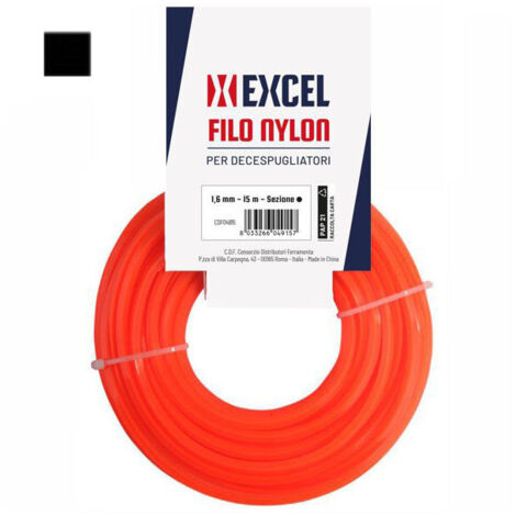 Hilo de nailon cuadrado de 2,4 mm, largo 15 m, Excel 07348