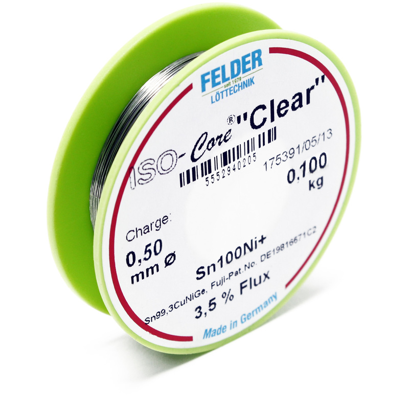 

Felder Löttechnik - Hilo de soldadura Felder ISO-Core Estaño 'Clear' 0.5mm 0.1kg Sn100Ni+ Sn99,3CuNiGe