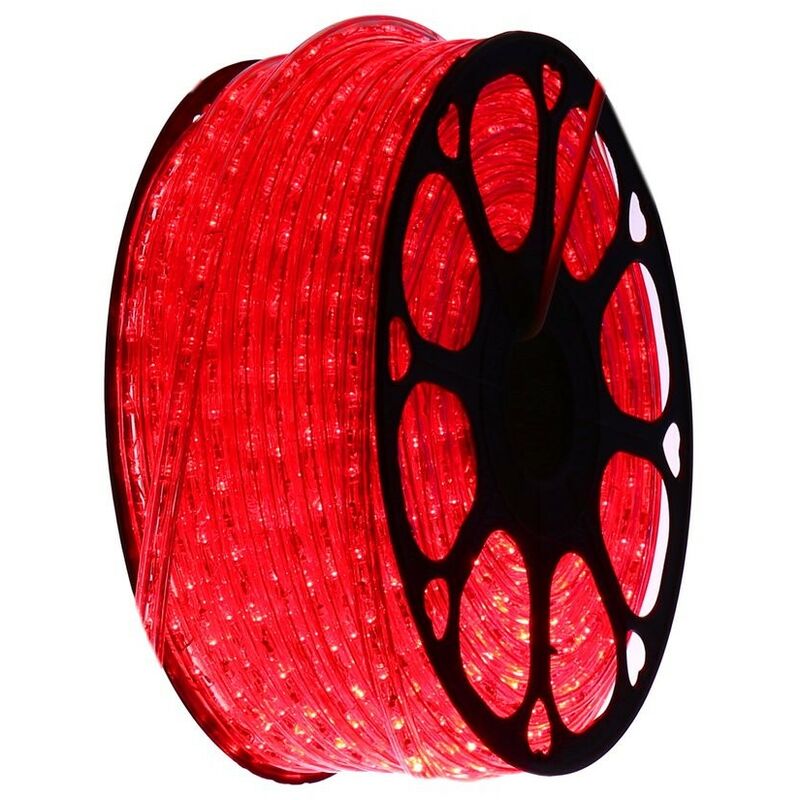 

Hilo luminoso LED para decoración de color rojo, bobina 50m, instalación exterior, estanco IP65, 220-240V con rectificador, corte 0,5m, navidad,