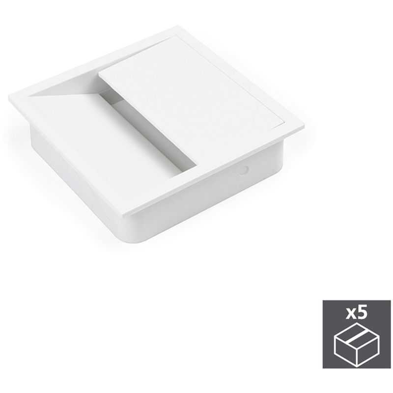 

pasacables mesa, cuadrado, 85 x 85 mm, para encastrar, plástico, blanco, 5 ud - Emuca