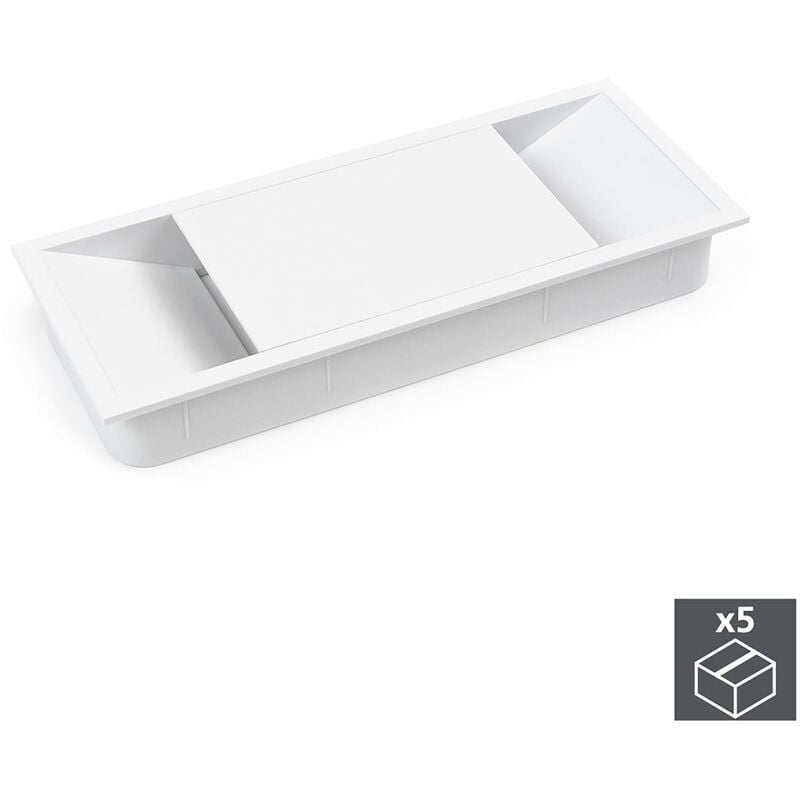 

pasacables mesa, rectangular, 152 x 61 mm, para encastrar, plástico, blanco, 5 ud. - Emuca