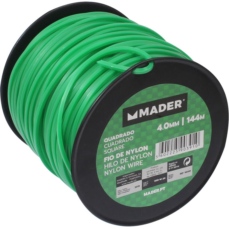 

Maderâ ® - Hilo Nylon, Cuadrado, 4mm, 144m - MADER® | Garden Tools