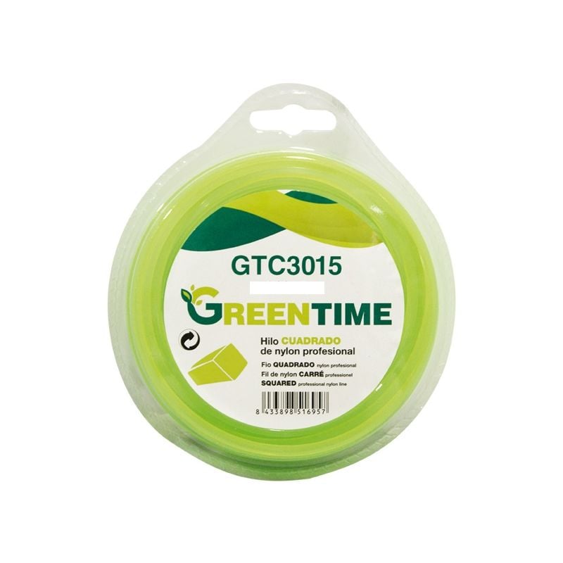 

Hilo nylon cuadrado Greentime 3mm x 15mt