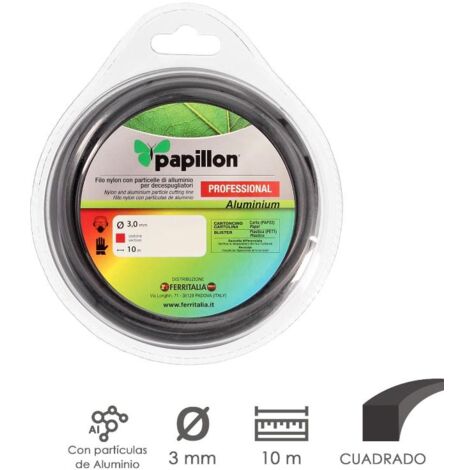 hilo nylon y aluminio desbrozadoras cuadrado professional ø 3,0 mm. rollo 10 metros. hilo nylon corte hierba, jardin, maleza