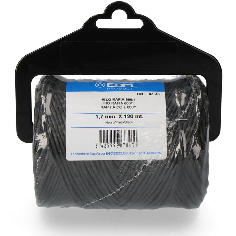 

EDM Hilo rafia 600/1 bobina 220 gm/120mts negro edm