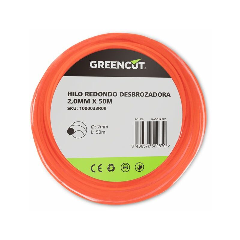 Greencut - Fil rond 2,0 mm x 50 m pour débroussailleuse