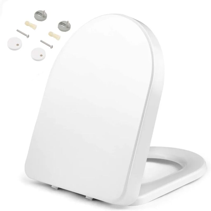 Abattant WC Familial avec Siège Enfant en Polyéthylène, Lunette de Toilette à Fermeture en Douceur avec Frein de Chute, pour adultes et enfants