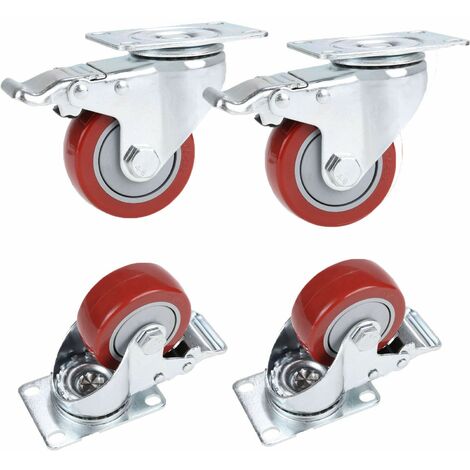 Himimi Set di 4 Ruote Girevoli da 75mm per Mobili, Capacità di Carico 400 kg, Ruote Silenziose per Carrello della Spesa, Ruote di Trasporto Rotanti a 360°, Ruote Girevoli Rosa