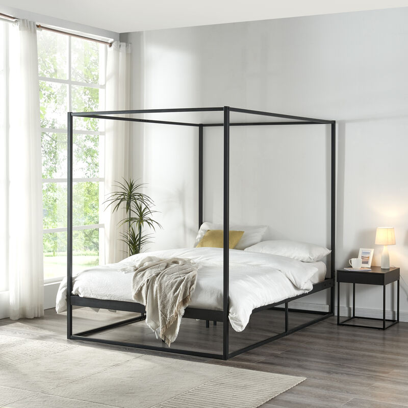 [en.casa] - Himmelbett Kristianstad Metall 140x200 Cm Schwarz