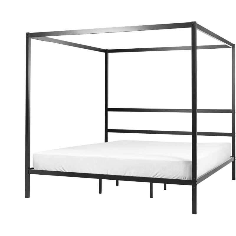Beliani Himmelbett Schwarz Metall 180 X 200 Cm 4 Pfosten Elegant Modern Stilvoll Minimalistisch Designer Bett Für Schlafzimmer