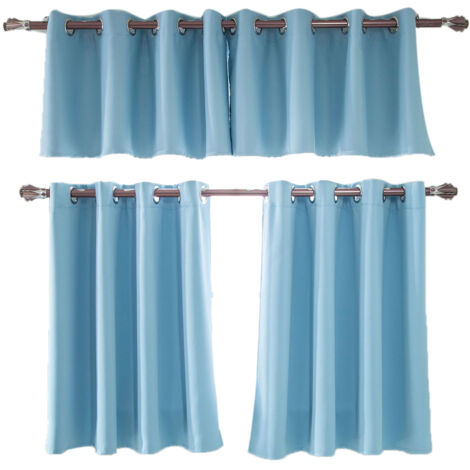 Himmelblaue, wärmeisolierende Verdunkelungsvorhänge aus Polyester für Schlaf- und Wohnzimmer