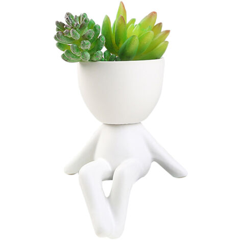 Himmlischer Keramik-Blumentopf in Menschenform – Mini – Weiß – 6er-Set