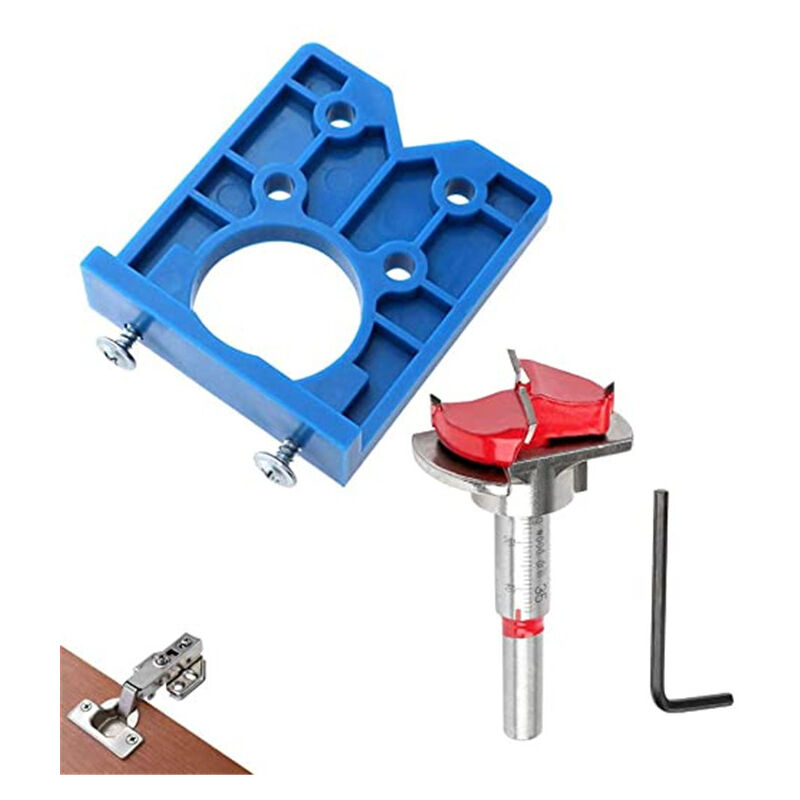 Memkey - Hinge Jig Drill Sets 35mm Adjustable Bit Positioner Hole Drill Positioning Cutter for Installing Wooden Furniture Door Cabinet Hinges