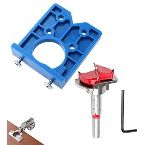 Hinge Jig Drill Bit Sets 35mm Hole Locator Bits Adjustable Positioning Drill Bits Countersinks for Wood Furniture Door Cabinet Hinge Installation