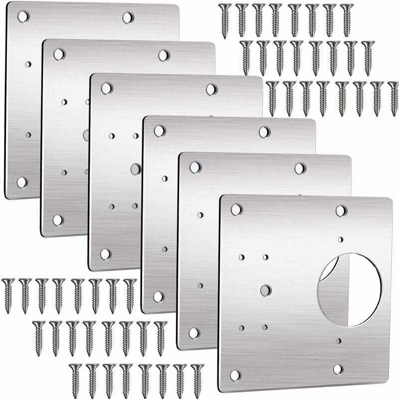 Hinge Repair Plate, Cabinet Drawer Window Hinge Repair Kit 9.9 cm for Kitchen Cabinet Hinges, Cupboard Door (6), Versailles