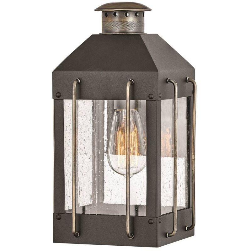 Elstead Hinkley Fitzgerald Wandlaterne für den Außenbereich Strukturiertes Schwarz mit brünierter Bronze, IP44