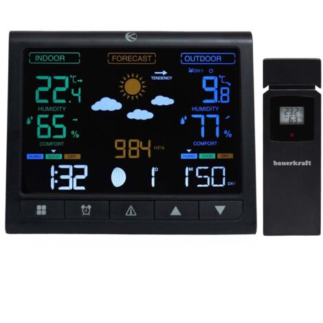 Hintergrundbeleuchtete funk wetterstation mit auensensor lcd display thermometer barometer uhr