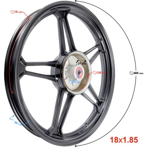 Hinterradfelge 18-1.85 mit Trommelbremse für Fighter 2 Moped, Aluminium
