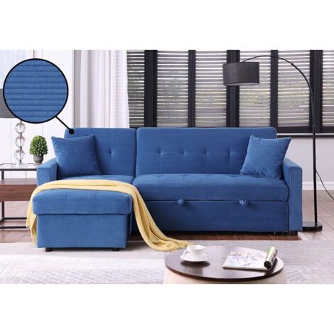 HUMZA AMANI Hinton L Shaped Corner Sofa Bed with Hidden Storage and Reversible Chaise - Grey