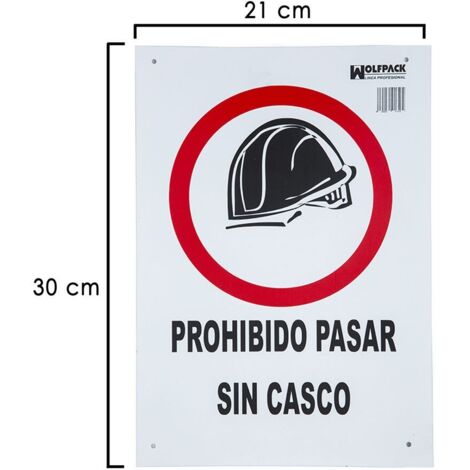Hinweisschild Durchgang nur mit Helm 30x21 cm.