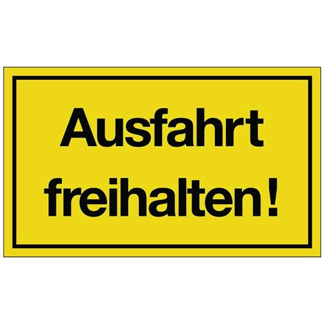 Hinweiszeichen Ausfahrt freihalten L250xB150 mm gelb schwarz Kunststoff
