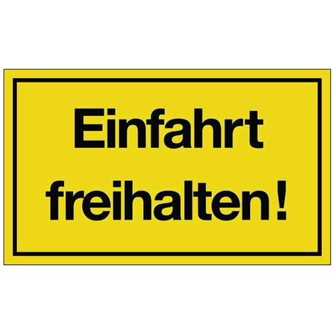 Hinweiszeichen Einfahrt freihalten L250xB150 mm gelb schwarz Kunststoff