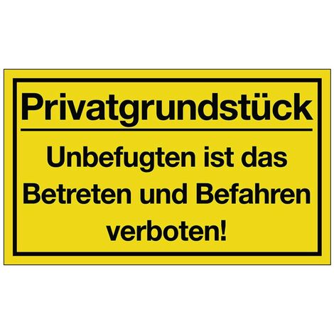 Hinweiszeichen Privatgrundstück L400xB250 mm gelb schwarz Kunststoff