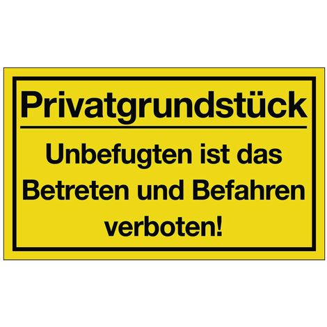 NORDWEST HANDEL AG LAGER Hinweiszeichen Privatgrundstück L400xB250mm gelb schwarz Ku.