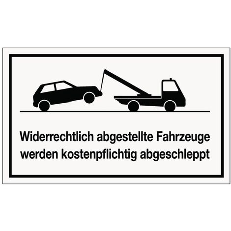 Hinweiszeichen Widerrechtliches Parken L250xB150 mm weiß schwarz Kunststoff