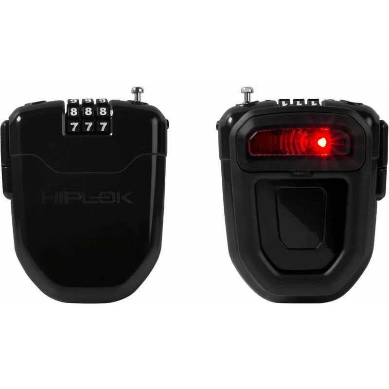 FLX WEARABLE RETRACTABLE COMBINATION LOCK WITH INTEGRATED REAR LIGHT: BLACK - HLFLX1AB - Hiplok