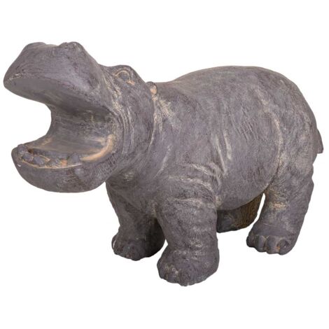 Hipopotamo decorativo de magnesio gris 35x26x40