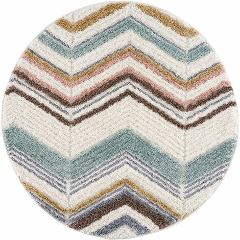 HIPPIE 01 - Tapis rond à poils longs et relief Multicolore