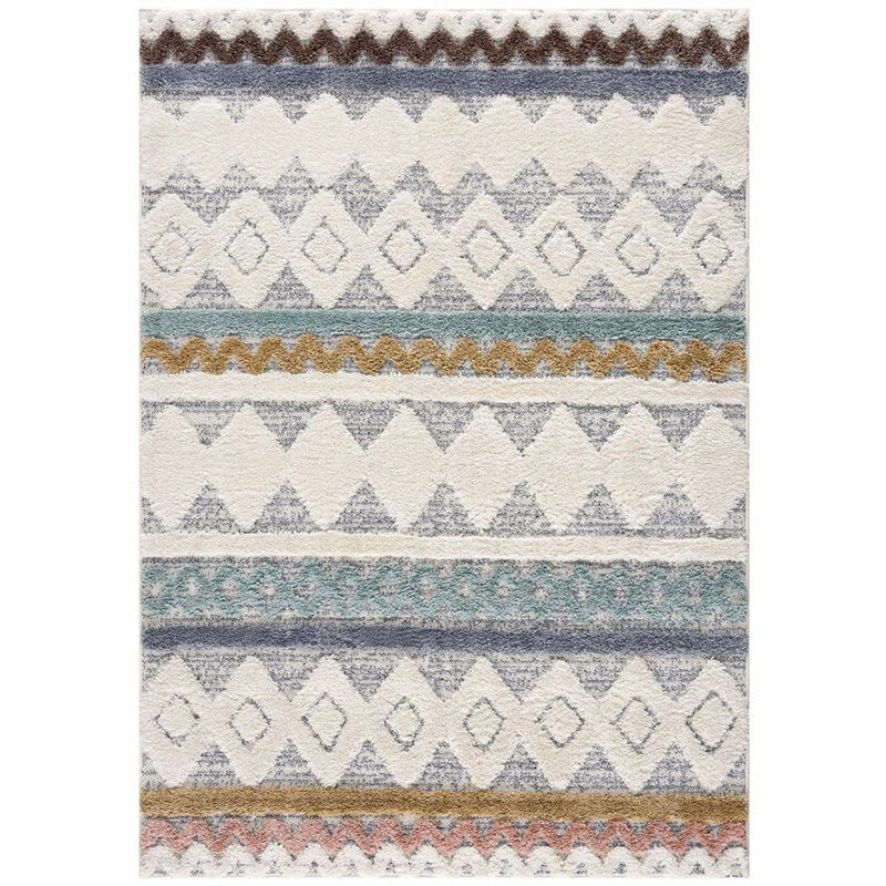 Hippie 02 - Tapis à poils longs et relief Multicolore (Coloris Assortis - 120x170cm)