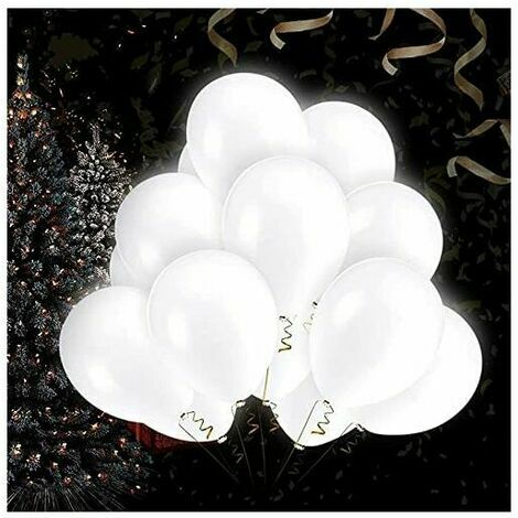 HiQlBs 40 PCS Ballons LED Blanc Ballons Lumineux 3 Mode d'Eclairage, Décoration Lumineuse pour Anniversaire Mariage Fête et Soirée-Q03 LED Blanc