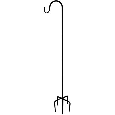 Hirtenhaken [Hochleistungsversion] [Verstellbar] [4-Krallen-Fuß] – Metallhalterung für Balkon/Garten, Schwarz, 160 cm