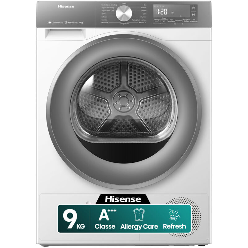 Hisense DH3S902BWCCA asciugatrice Libera installazione Caricamento frontale 9 kg Bianco