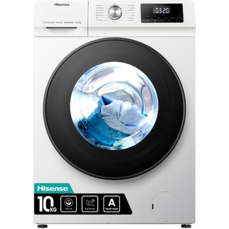 Hisense WDQA1014EVJM. Tipo di carica: Caricamento frontale, Posizionamento dell'apparecchio: Libera installazione, Colore del prodotto: Bianco. Capacità di asciugatura: 6 kg, Velocità di centrifuga...